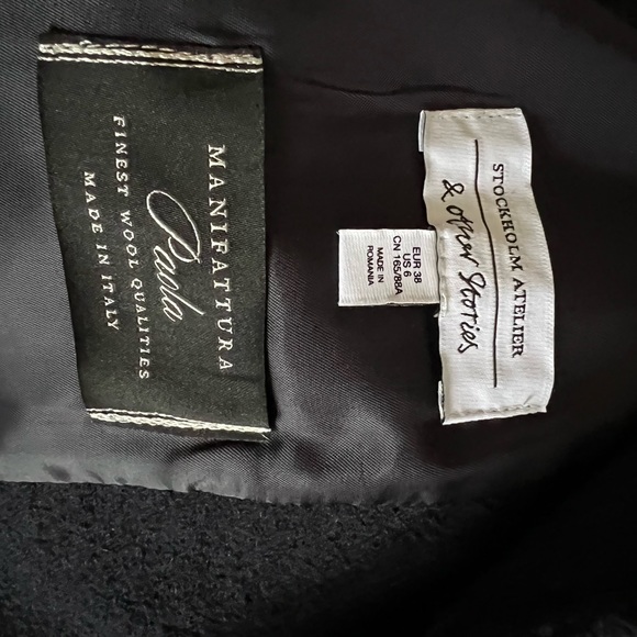 & Other Stories Navy Wool Wrap Coat NWOT Size 6 / 8 - Picture 4 of 4